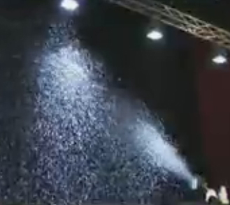 fake snow  machine output  in a studio