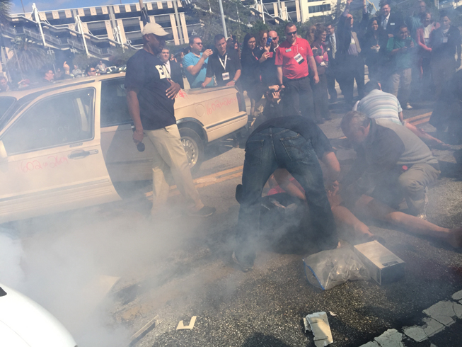 smoke machine at an train exercise