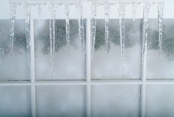 icicles  outside a  window