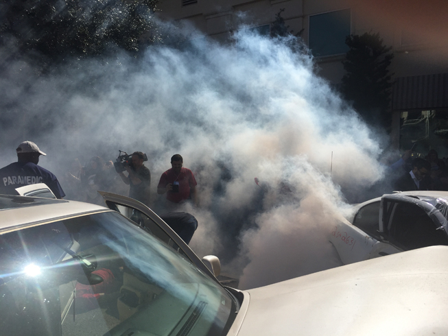 smoke machine at an train exercise