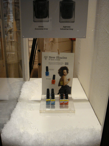 snow blanket in a window display